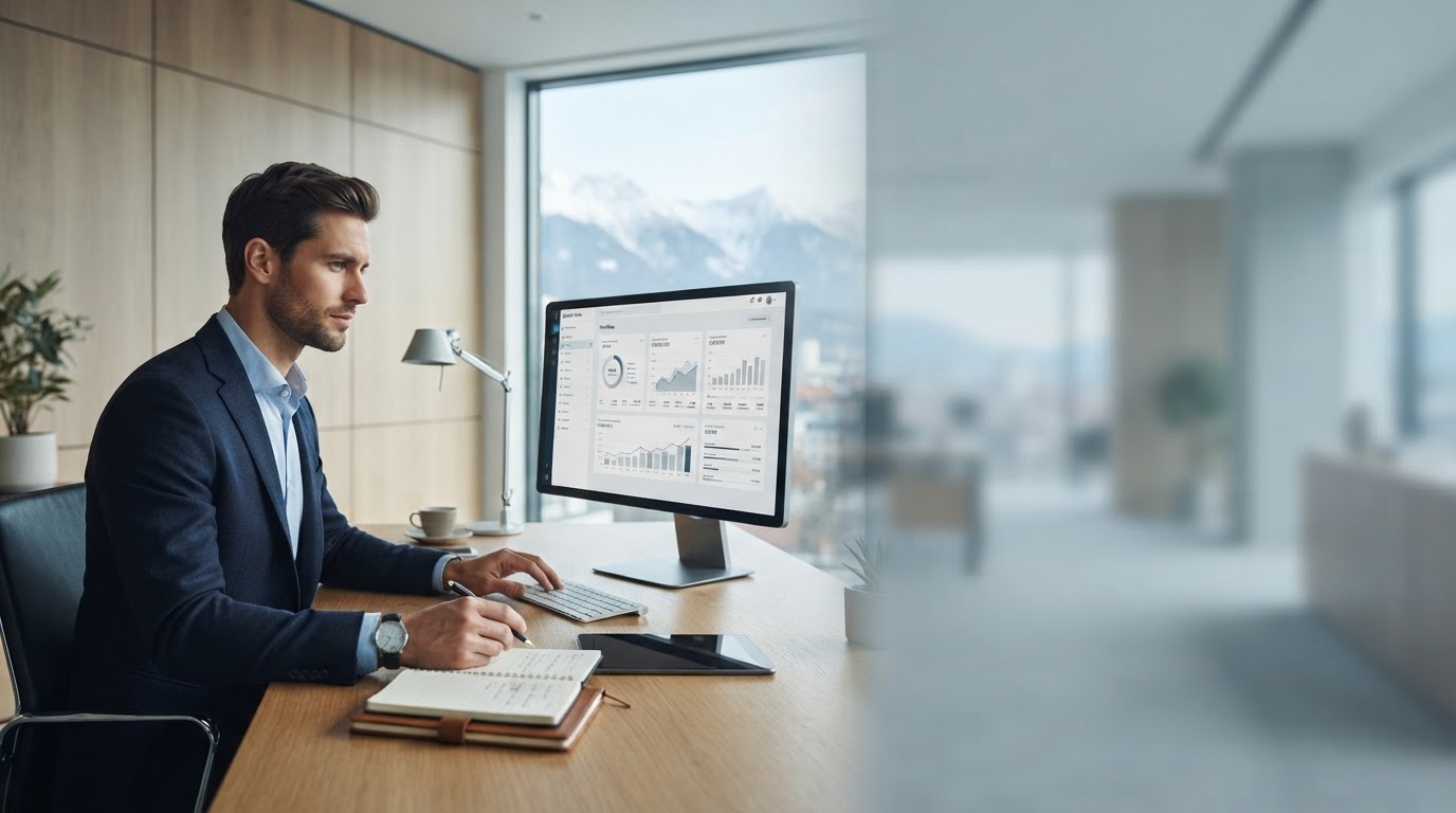 Valoris Invest Analyseplattform: abstrakte Darstellung von Finanzdaten und Prognosemodellen
